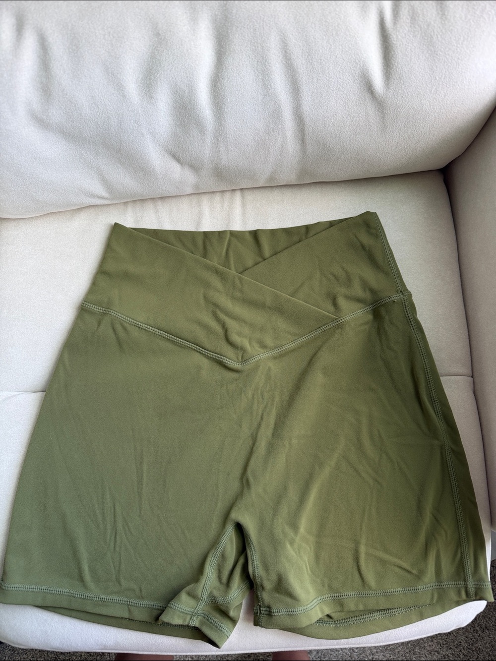 High-Waist Olive Green Active Shorts